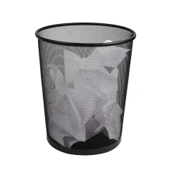 Mind Reader Metal Mesh Trash Can 4.4 Gallon Waste Paper Basket, 13-3/4"H x 11-1/2"W x 11-1/2"D, Black