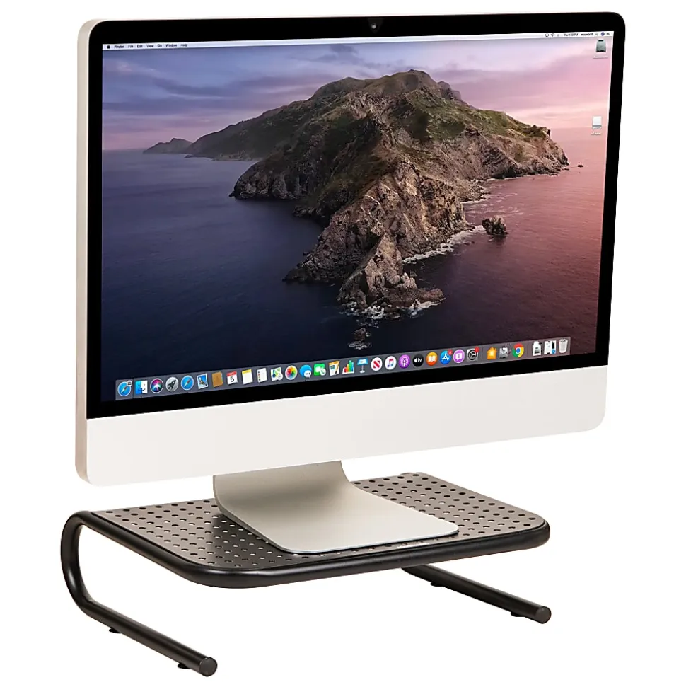 Mind Reader Metal Monitor Stand Ventilated Laptop Riser Desktop Organizer, 4-1/4"H x 11-1/4"W x 14-1/2"D, Black