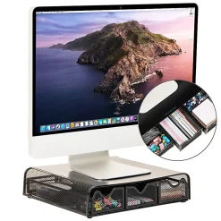 Mind Reader Metal Monitor Stand and Desk Organizer, 3