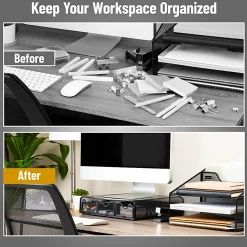 Mind Reader Metal Monitor Stand and Desk Organizer, 3