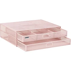 Mind Reader Metal Monitor Stand, 4-1/2”H x 12”W x 15-3/4”D, Pink