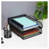 Mind Reader Metal Stackable Paper Tray Desktop Organizer, 11-1/4”H x 13-1/2”W x 10-1/2”D, Black