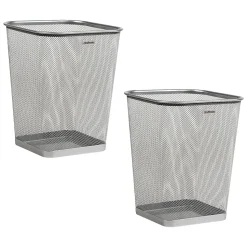 Mind Reader Metal Trash Can Square Waste Paper Basket, 12 1/4