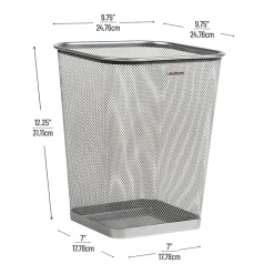 Mind Reader Metal Trash Can Square Waste Paper Basket, 12 1/4
