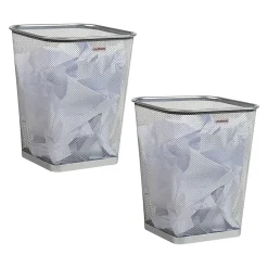 Mind Reader Metal Trash Can Square Waste Paper Basket, 12 1/4