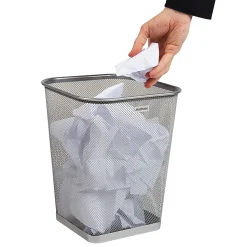 Mind Reader Metal Trash Can Square Waste Paper Basket, 12 1/4
