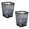 Mind Reader Metal Trash Can Square Waste Paper Basket, 12 1/4"H x 9 3/4"W x 9 3/4"D, Black, Set of 2