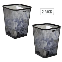 Mind Reader Metal Trash Can Square Waste Paper Basket, 12 1/4