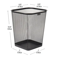 Mind Reader Metal Trash Can Square Waste Paper Basket, 12 1/4