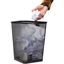 Mind Reader Metal Trash Can Square Waste Paper Basket, 12 1/4