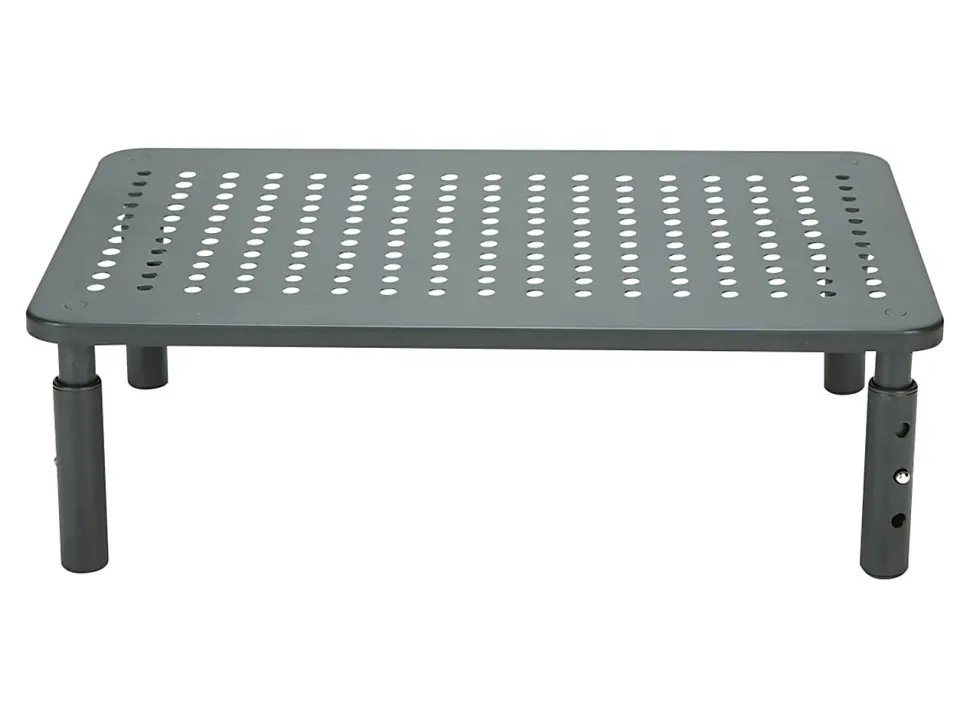 Mind Reader Metal Ventilated Monitor Stand with Adjustable Height, 5-1/2"H x 9-1/4"W x 14-1/2"D, Black, Set of 2