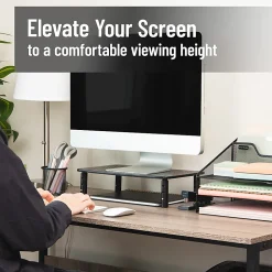 Mind Reader Metal Ventilated Monitor Stand with Adjustable Height, 5-1/2