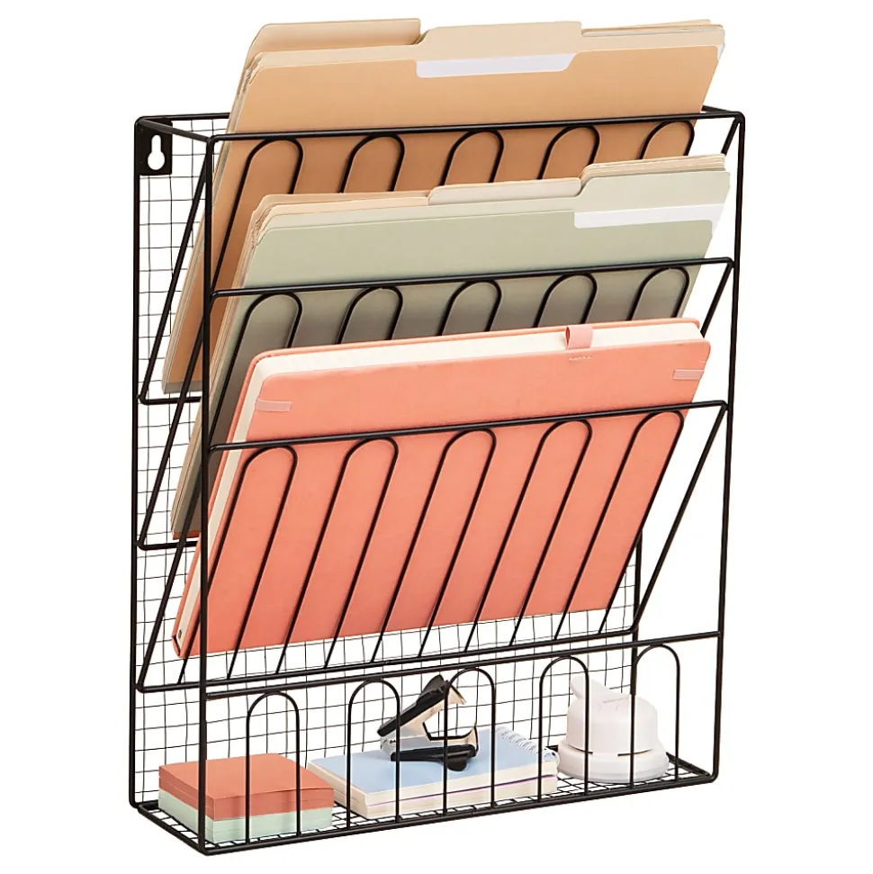 Mind Reader Metal Wire File Organizer, 15-3/4”H x 4”W x 13-1/4”D, Black, Total Qty 1