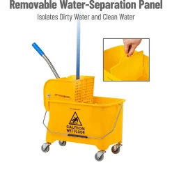 Mind Reader Mobile Heavy-Duty Mop Bucket With Upward Press Wringer, 5.5 Gallon, 24-1/2