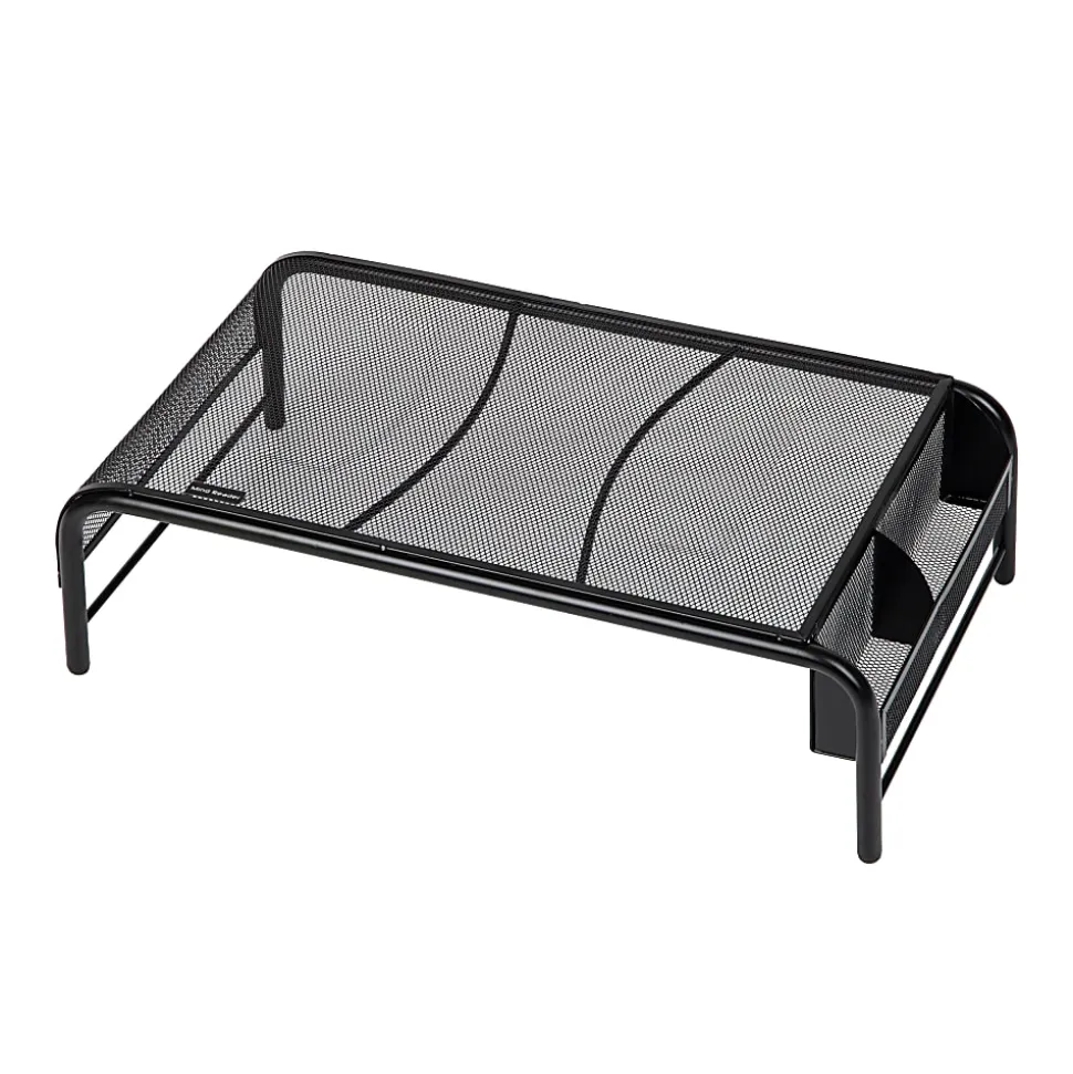 Mind Reader Monitor Stand 2 Side Storage Compartment, 5-1/2"H x 11-1/2"W x 20"L, Black