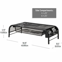 Mind Reader Monitor Stand Ventilated Laptop Riser Metal Paper Tray, 5 1/2"H x 11 1/2"W x 20"D, Black, Set of 2 Organizers