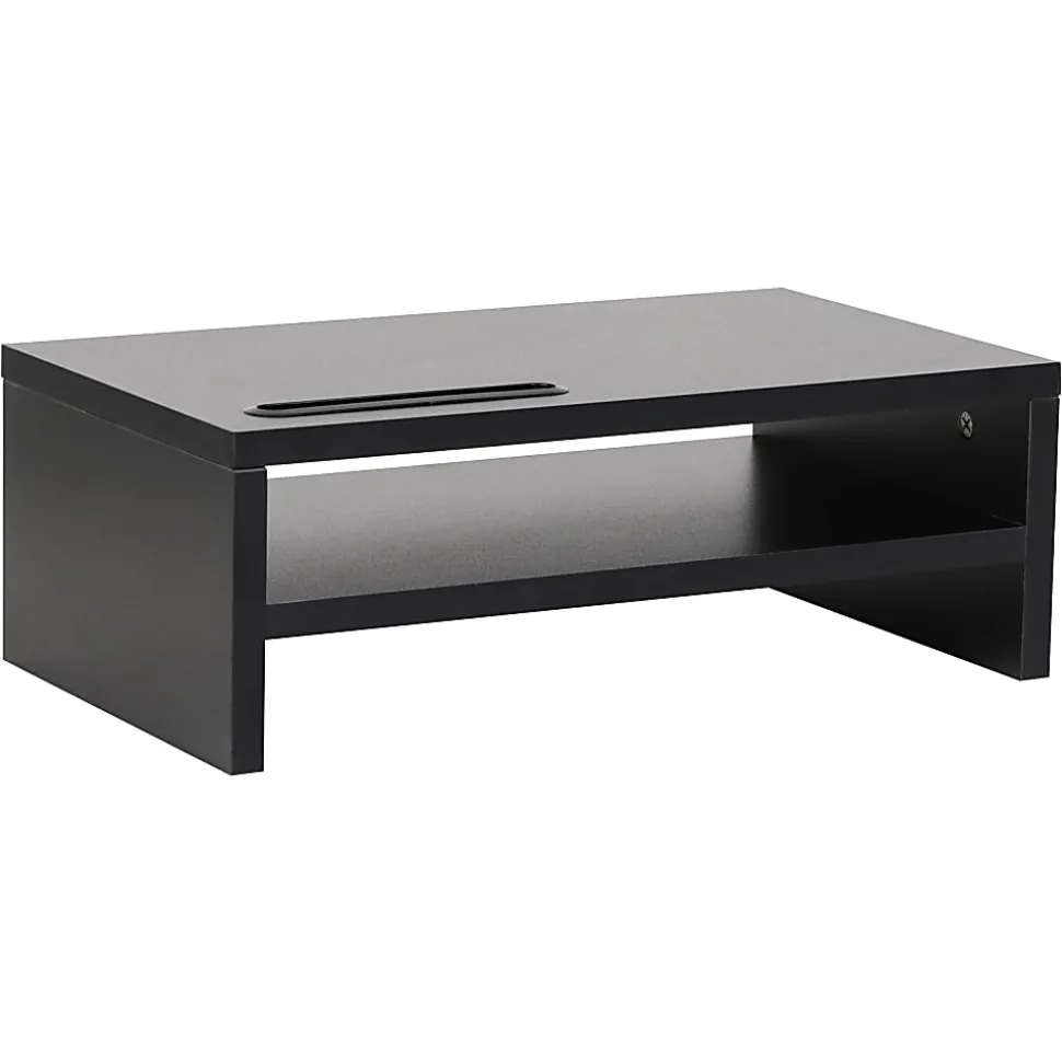 Mind Reader Monitor Stand With Phone Slot And Storage Shelf, 5-1/2"H x 9"W x 15-3/4"D, Black