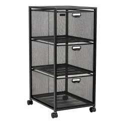 Mind Reader Multipurpose Cart with Drawers, Metal Mesh, Black, 25