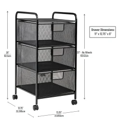 Mind Reader Multi-Purpose Rolling Storage Cart with Removable Drawers, 25