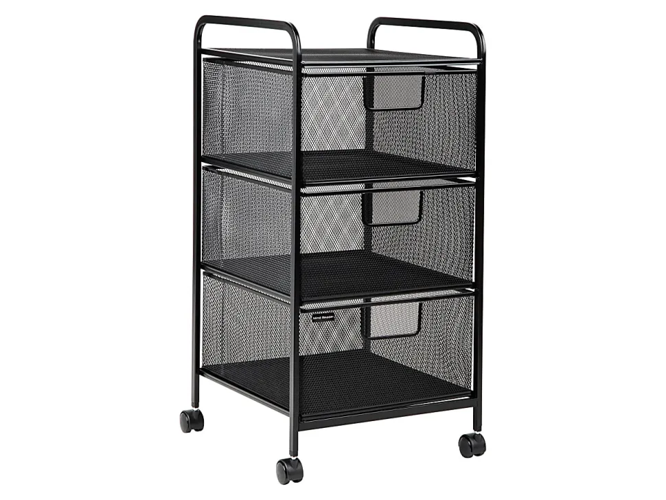 Mind Reader Multi-Purpose Rolling Storage Cart with Removable Drawers, 25" H x 13-1/4" W x 12-3/4" L, Black