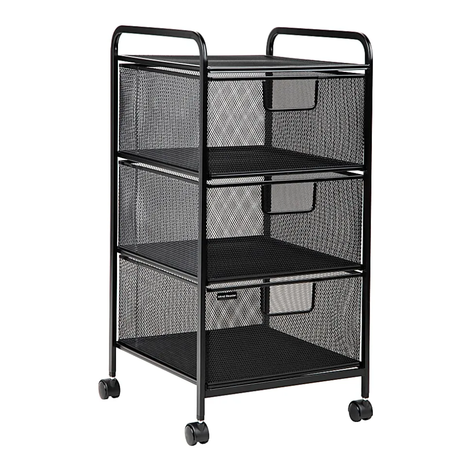 Mind Reader Multi-Purpose Rolling Storage Cart with Removable Drawers, 25" H x 13-1/4" W x 12-3/4" L, Black