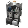 Mind Reader Multipurpose Rolling Cart with Drawers Office Storage Organizer, Utility Cart, Metal, 29" H x 11" W x 16" D, Black
