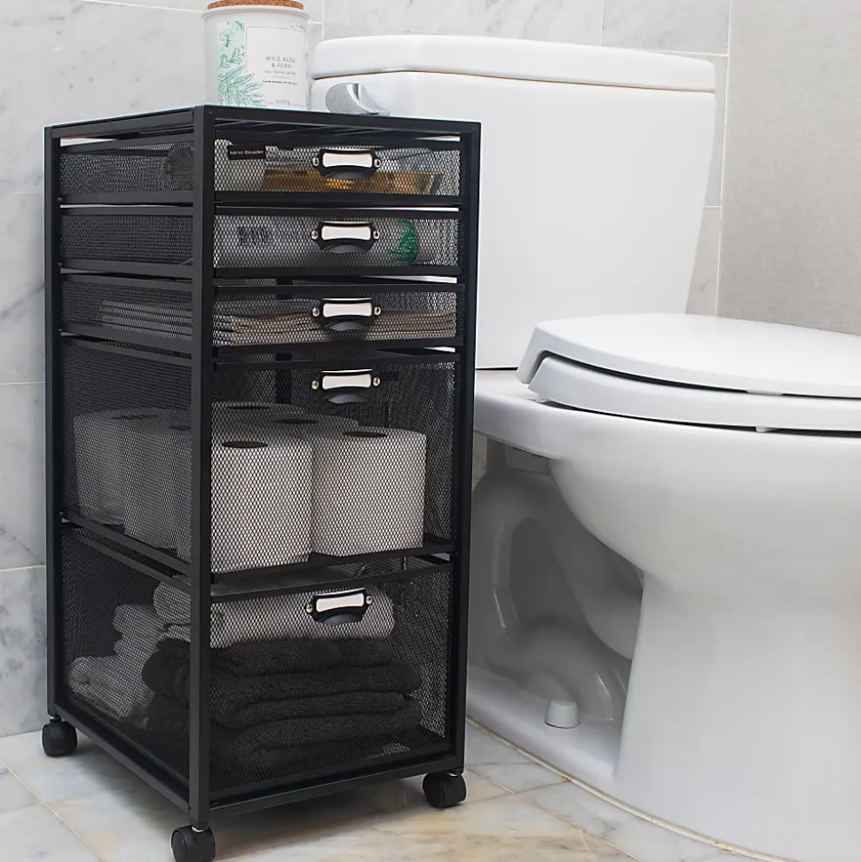 Mind Reader Multipurpose Rolling Storage Cart with Drawers, Office Organizer, Utility Cart, 25"H x 14"W x 11"D, Black