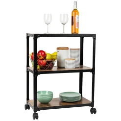 Mind Reader Multipurpose Rolling Cart with 3 Tiers, Mobile Office Storage Organizer, Metal, MDF, 29-1/2