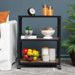 Mind Reader Multipurpose Rolling Cart with 3 Tiers, Mobile Office Storage Organizer, Metal, MDF, 29-1/2