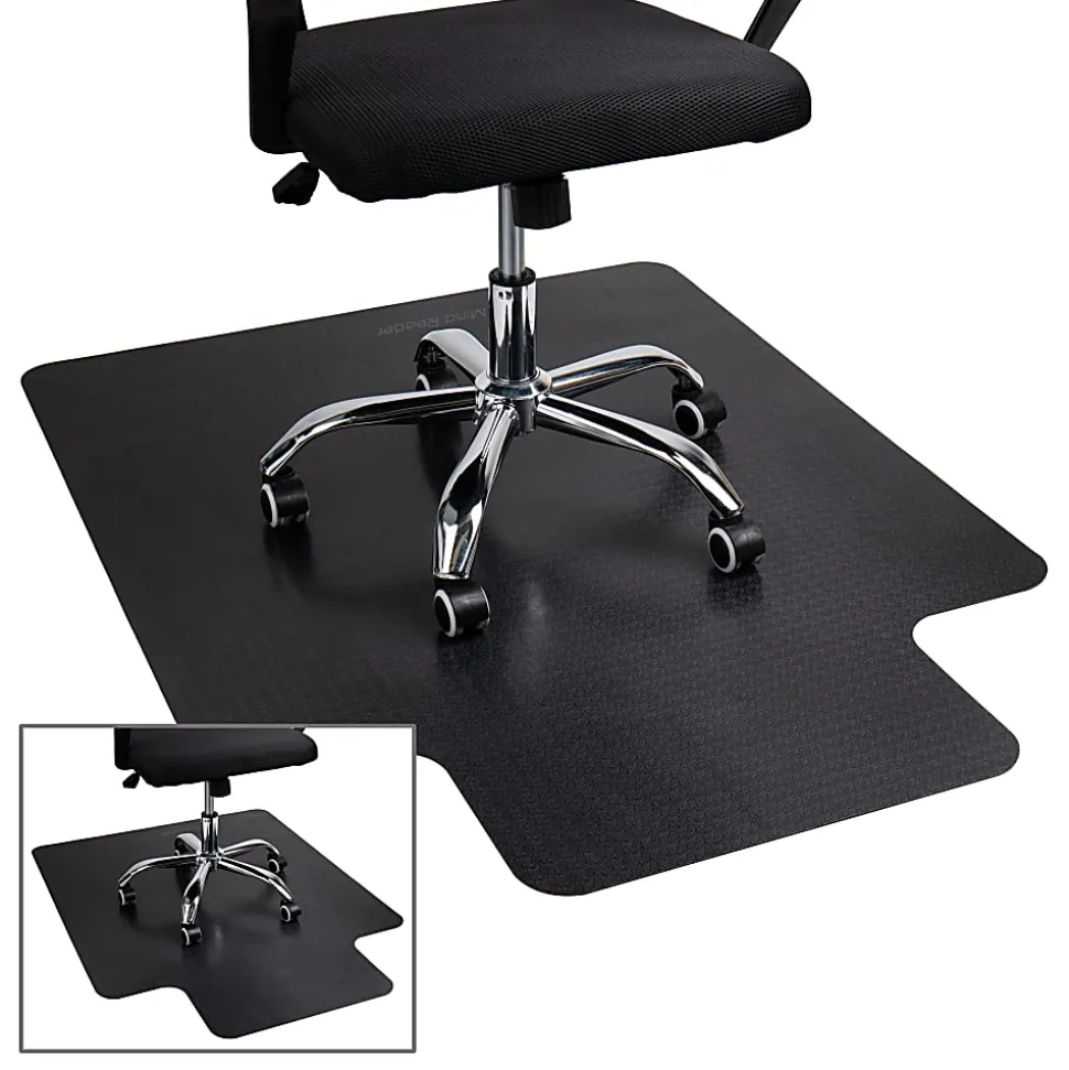 Mind Reader Office Chair Mat for Hardwood Floors PVC Under Desk Floor Protector, 0.125” H x 35-1/2" W x 47-1/2” D, Black, Set Of 2 Mats