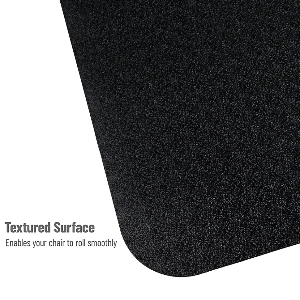 Mind Reader Office Chair Mat for Hardwood Floors PVC Under Desk Floor Protector, 0.125” H x 35-1/2" W x 47-1/2” D, Black, Set Of 2 Mats