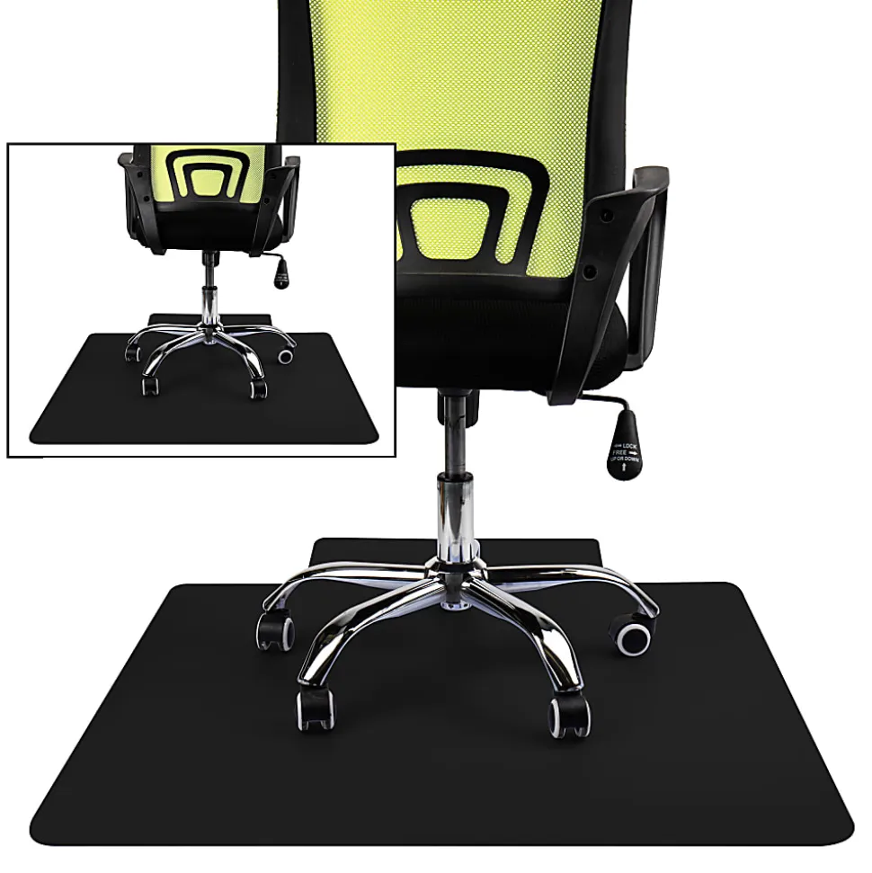 Mind Reader Office Chair Mat for Hardwood Floors PVC Under Desk Floor Protector, 0.125” H x 35-1/2" W x 47-1/2” D, Black, Set Of 2 Mats