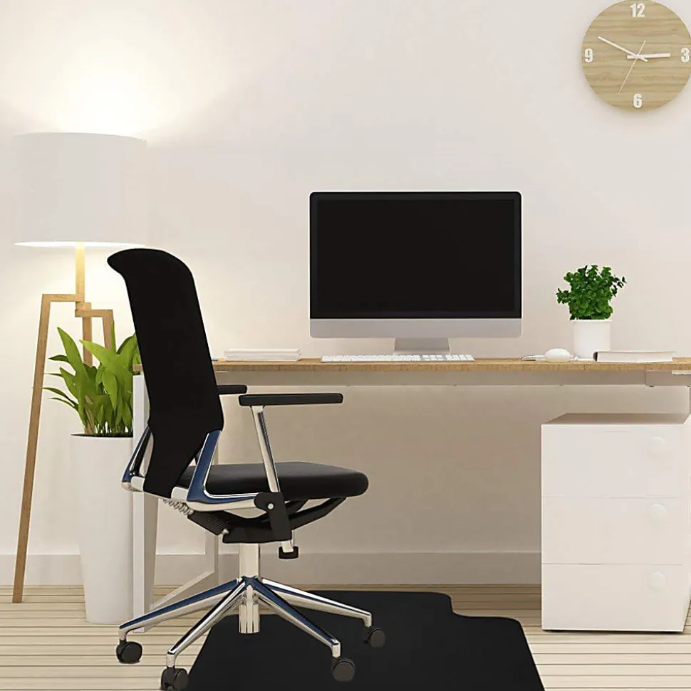 Mind Reader Office Chair Mat for Hardwood Floors PVC Under Desk Floor Protector, 0.125” H x 35-1/2" W x 47-1/2” D, Black, Set Of 2 Mats