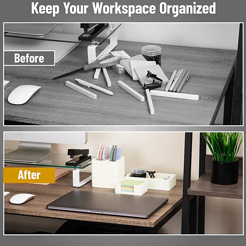 Mind Reader 3-Piece Cement Desk Organizer Set, Cream