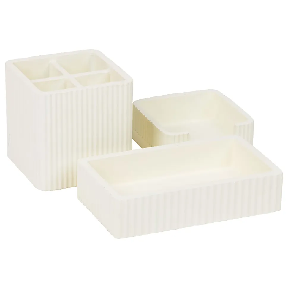 Mind Reader 3-Piece Cement Desk Organizer Set, Cream