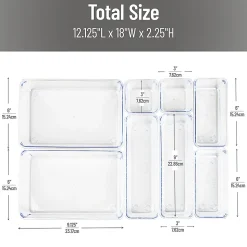 Mind Reader 8-Piece Drawer Organizer Set, Clear