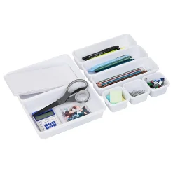 Mind Reader 8-Piece Interlocking Multi-Purpose Storage Organizer, 3-37/50"H x 6-1/2"W x 9-1/4"D, Gray