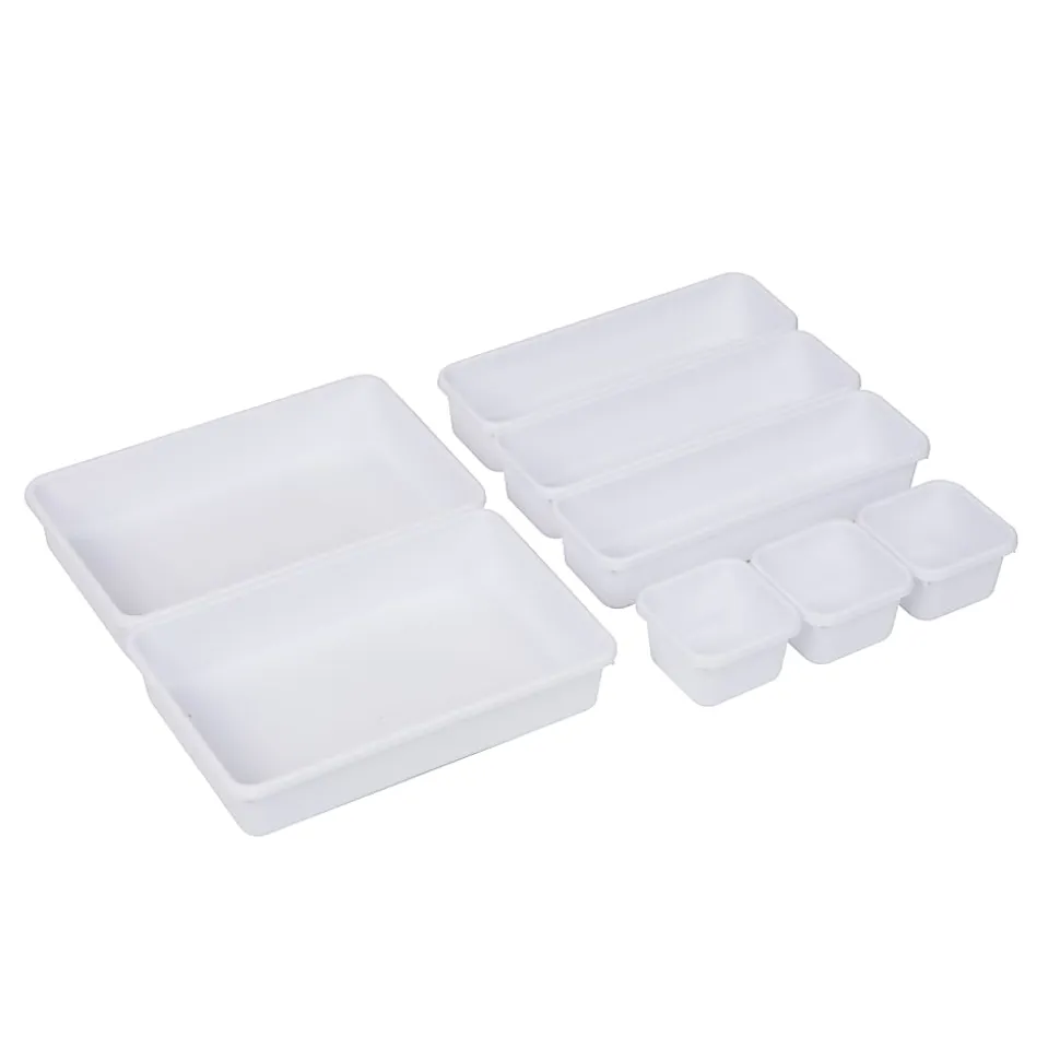 Mind Reader 8-Piece Interlocking Multi-Purpose Storage Organizer, 3-37/50"H x 6-1/2"W x 9-1/4"D, Gray