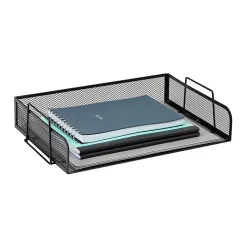 Mind Reader 4-Piece Stackable Paper Tray Desktop Organizer, 11-1/2”H x 9-3/4”W x 13-1/4”D, Black