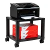 Mind Reader Plastic Rolling Printer Utility Cart 2-Shelf, 14-1/4"H x 13-1/2"W x 17-1/4"D, Black