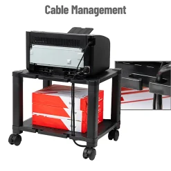 Mind Reader Plastic Rolling Printer Utility Cart 2-Shelf, 14-1/4