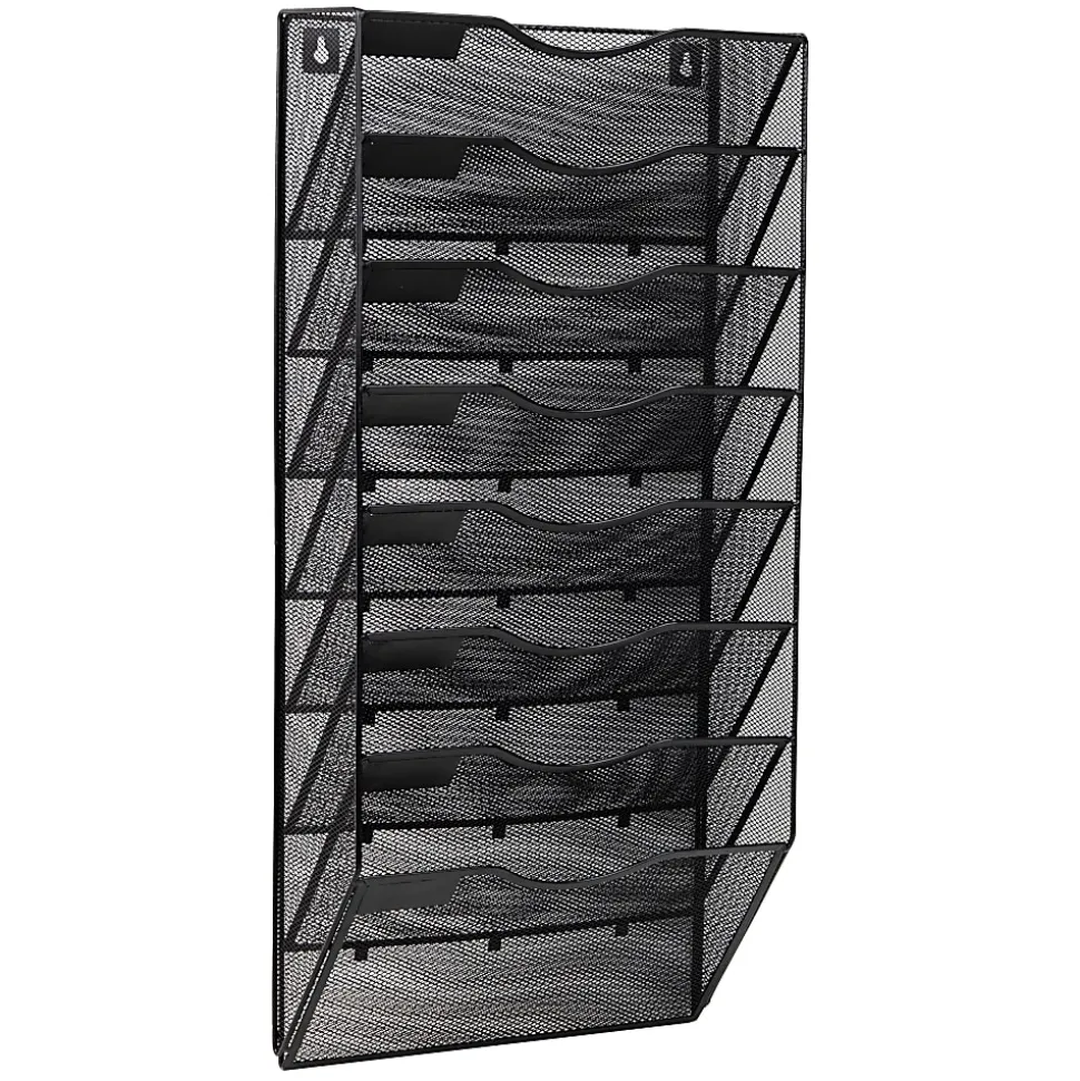 Mind Reader 8-Pocket Wall File Organizer, 26-1/4"H x 4"W x 13"D, Black