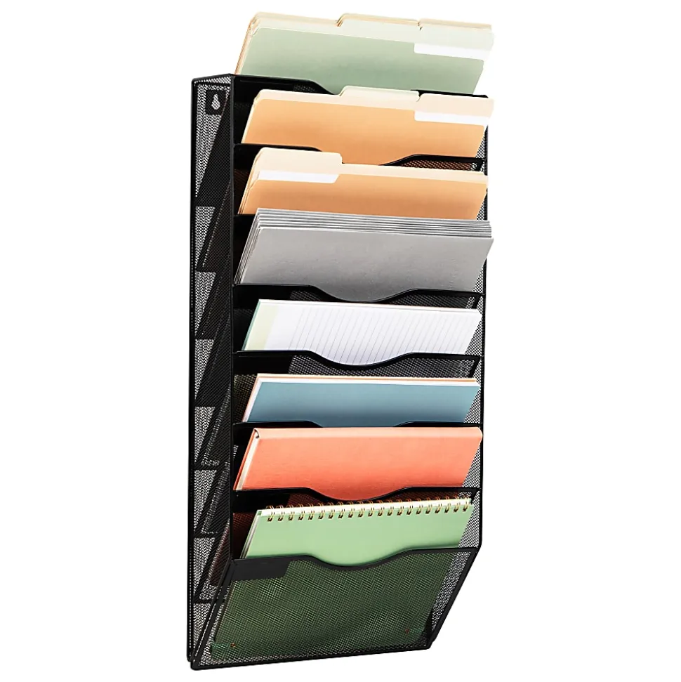 Mind Reader 8-Pocket Wall File Organizer, 26-1/4"H x 4"W x 13"D, Black