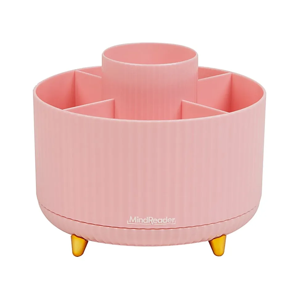 Mind Reader Rotating Pen Cup, 4-3/4”H x 5-3/4”W x 5-3/4”D, Pink