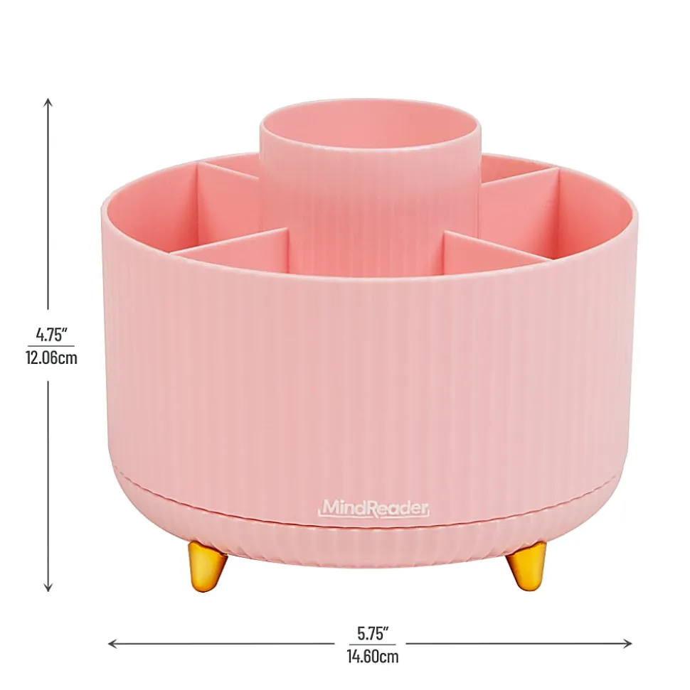 Mind Reader Rotating Pen Cup, 4-3/4”H x 5-3/4”W x 5-3/4”D, Pink