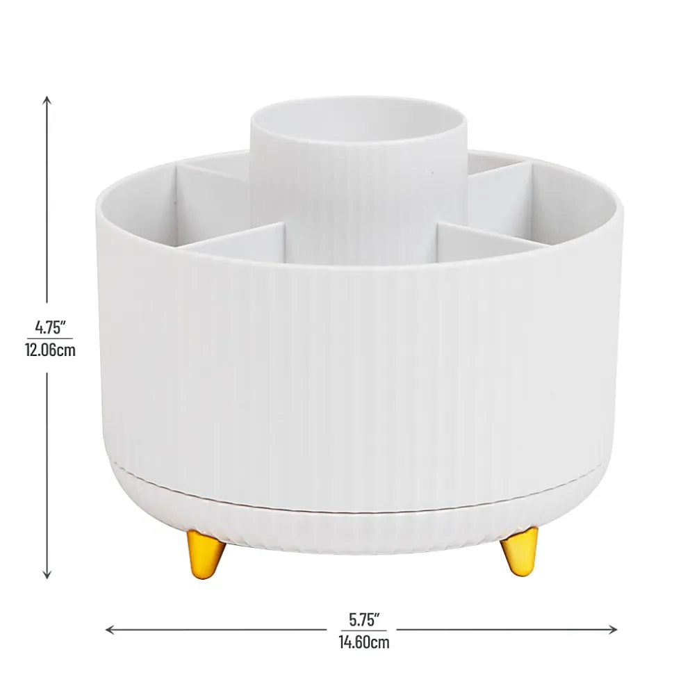 Mind Reader Rotating Pen Cup, 4-3/4”H x 5-3/4”W x 5-3/4”D, White