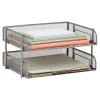 Mind Reader Stackable Desktop Organizer Paper Tray, 7-1/4”H x 10”W x 13-1/2”D, Silver, Set Of 2 Trays