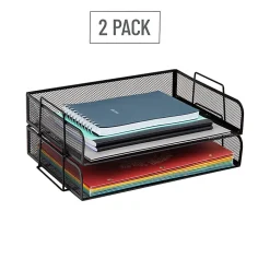 Mind Reader Stackable Paper Tray Desktop Organizer, 6-1/4”H x 9-3/4”W x 13-1/4”D, Black