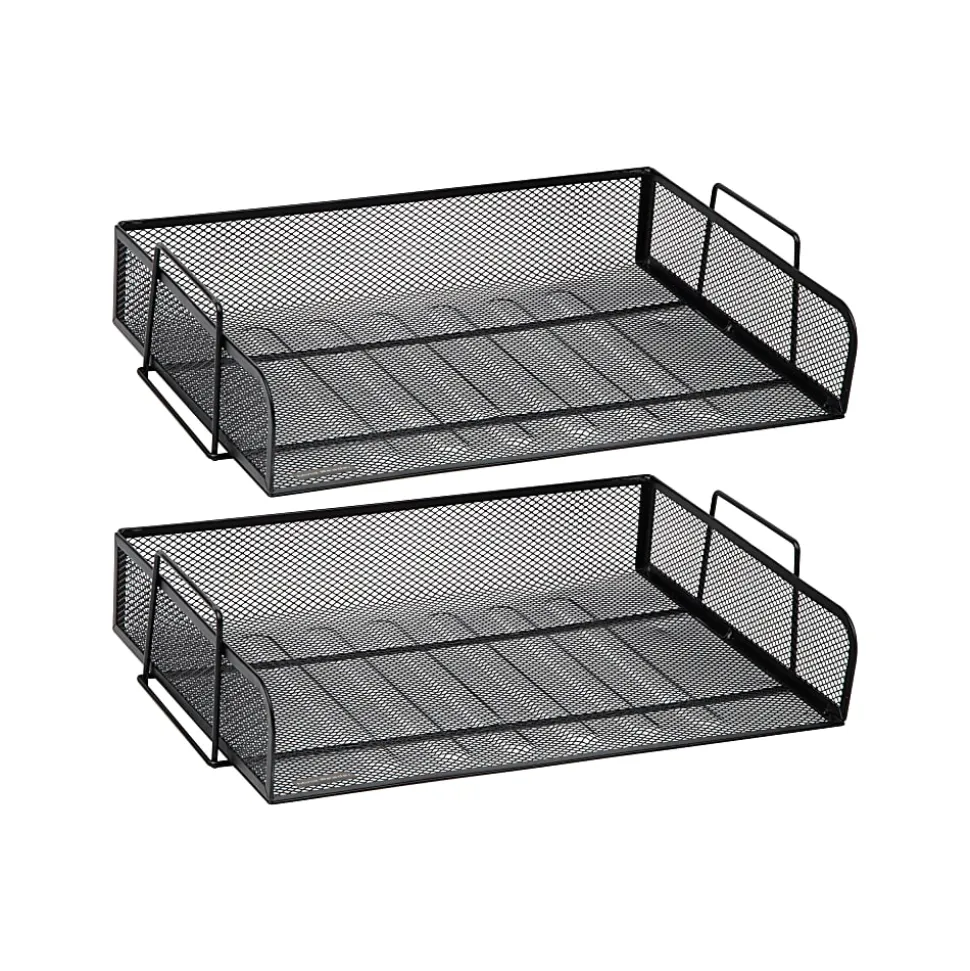 Mind Reader Stackable Paper Tray Desktop Organizer, 6-1/4”H x 9-3/4”W x 13-1/4”D, Black