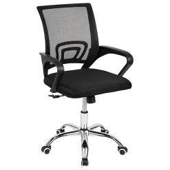Mind Reader Swivel Office Chair with Wheels, Plastic/Mesh, Black